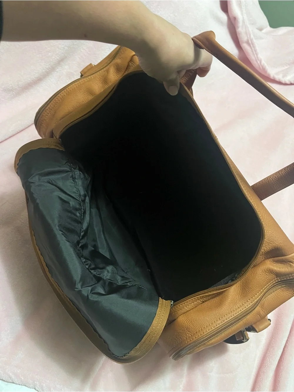 Leather Tote Bag in Tan with Embossed 'B'